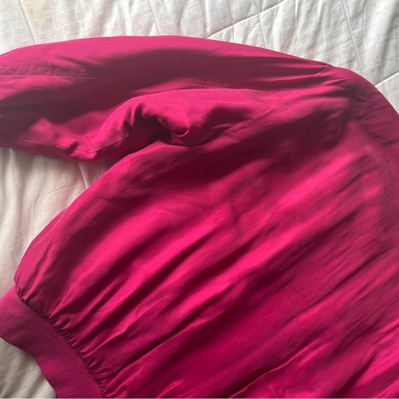 Vintage Daniel Hechter Luxe Silk Bomber Jacket M Raspberry Pink - Picture 16 of 16